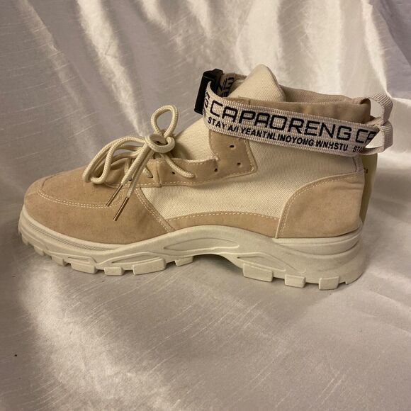 Alagzi Mens Size 12.5 Letters Patch Decor Two Tone Lace Up Sneaker NEW - Picture 5 of 8